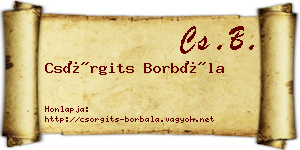 Csörgits Borbála névjegykártya