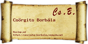 Csörgits Borbála névjegykártya
